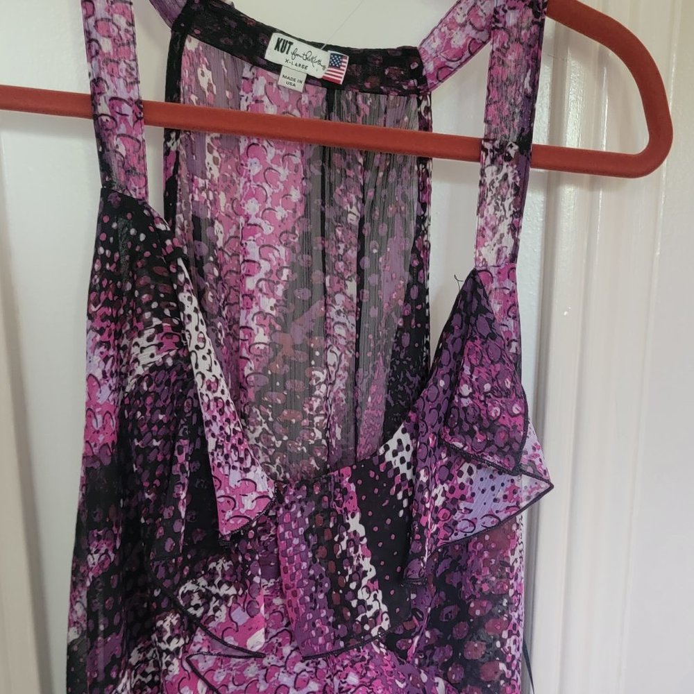 Kut Sheer Tunic Tank, Purples, XL, New
